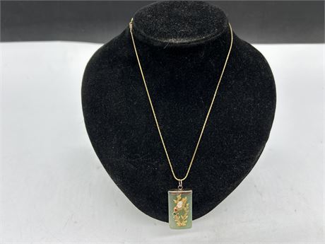 GOLD FILLED NECKLACE W/JADE PENDANT