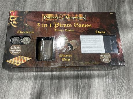PIRATES OF THE CARIBBEAN 3 IN 1 CHESS, CHECKERS & LIERS DICE