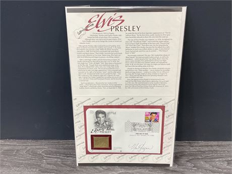 ELVIS PRESLEY GOLD STAMP PRESENTATION (Signed by stamp designer)