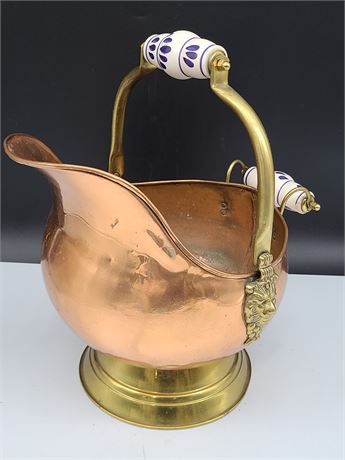 VINTAGE COPPER COAL SCUTTLE (14"Height)
