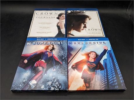 SUPERGIRL SEASONS 1 - 2 & THE CROWN SEASONS 1-2 - EXCELLENT CONDITION - BLURAY