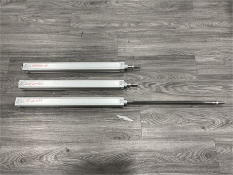 3 FESTO PNEUMATIC CYLINDERS - 28” LONG, 49” WHEN EXTENDED