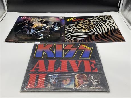 3 KISS RECORDS - VG (slightly scratched)