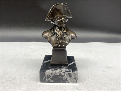 METAL NAPOLEON BUST ON MARBLE STAND 7”