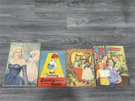 4 EARLY COLORING BOOKS