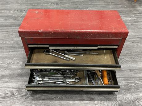 LARGE TOOL BOX FULL OF TOOLS (27” wide)