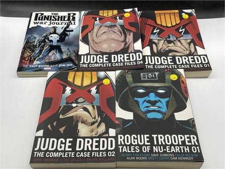 5 COMIC BOOK COMPILATIONS JUDGE DREAD,PUNISHER, & ROUGE TROOPS
