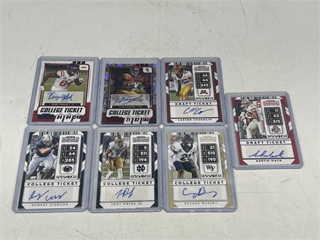 7 AUTO COLLEGE / DRAFT TICKET CARDS