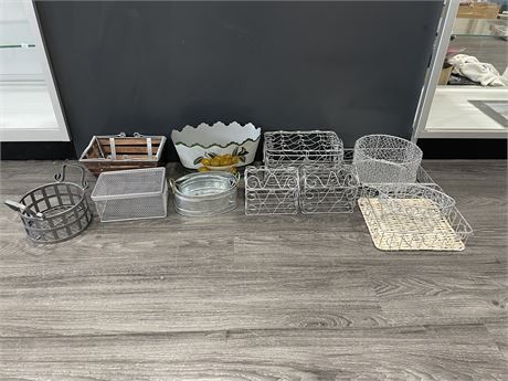 SILVER WIRE BASKETS - VARIOUS STYLES & SIZES - LARGEST IS 10”x10”