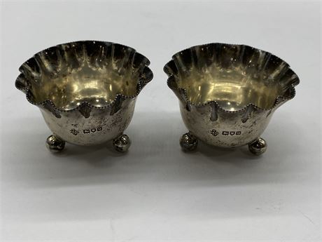 2 SMALL HALLMARKED STERLING BOWLS (1”)