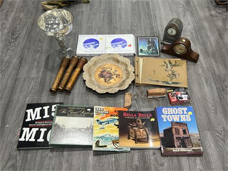 LOT OF VINTAGE ITEMS, COLLECTABLES, BOOKS, ETC
