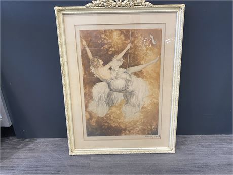 ANTIQUE LOUIS ICART SIGNED ETCHING 20”x28”