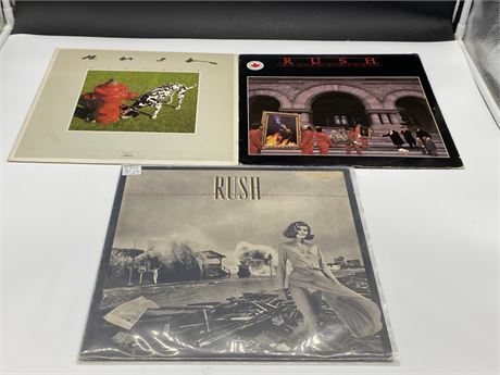 3 RUSH RECORDS - VG (slightly scratched)