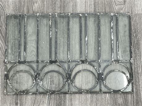 EARLY LOADED GLASS WINDOW - VINTAGE (22.5”X15”)