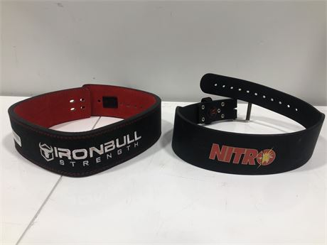 2 LARGE/XL WEIGHTLIFTING BELTS (IRON BULL)
