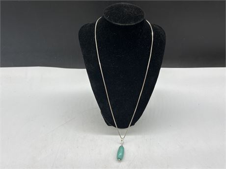 MARKED 925 MADE IN ITALY NECKLACE W/TURQUOISE