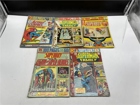 5 VINTAGE GIANT SUPERMAN COMICS