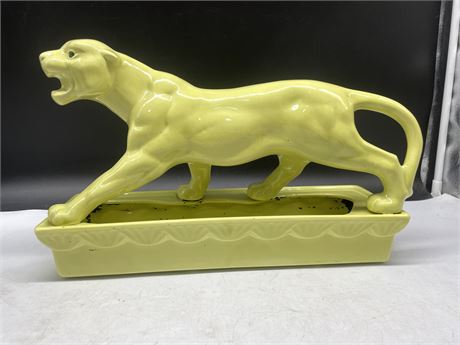 GREEN VINTAGE MCM PANTHER PLANTER WITH EMERALD EYES 15”