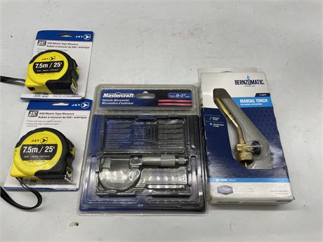 NEW MASTERCRAFT CALIPERS TORCH HEAD + 2 JET TAPE MEASURES
