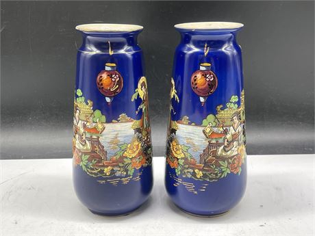 PAIR OF EARLY ASAIN VASES MADE IN ENGLAND 9”