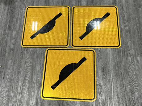 3 METAL ROAD SIGNS (18”x18”)