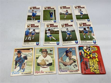 LOT OF VINTAGE SPORTS CARDS & UNOPENED WAX PACK