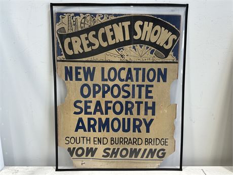 RARE 1930’S DOUBLE SIDED CRESCENT SHOWS VANCOUVER CIRCUS POSTER (21”X27.5”)