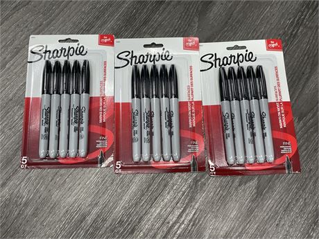 3 PACKAGES OF 5 FINE SHARPIES (15 TOTAL)