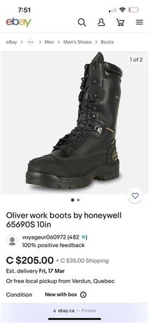 SIZE 8.5 BRAND NEW STEEL TOE OLIVER BRAND WORK BOOTS - SPECS IN PHOTOS