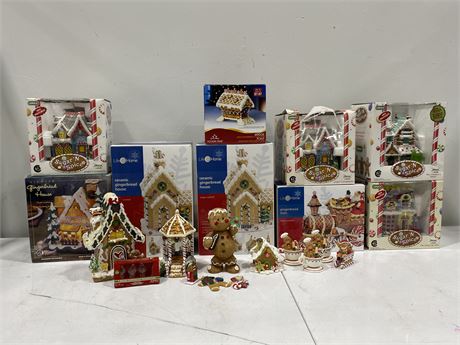9 BOXES OF CHRISTMAS CANDYLAND STYLE VILLAGE BUILDINGS & ACCESSORIES