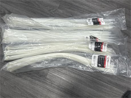 4 PACKS OF 46” CABLE TIES-3 SEALED/ 1 OPEN