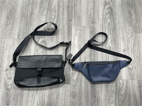2 LEATHER COACH BAGS - FANNY PACK / CROSS BODY BAGS