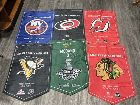 6 STANLEY CUP CHAMPIONS BANNERS (24”x34”)