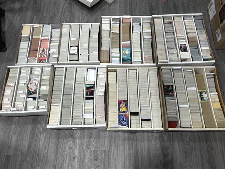 8 LARGE BOXES OF MISC. POP CULTURE COLLECTORS CARDS - MOSTLY VINTAGE