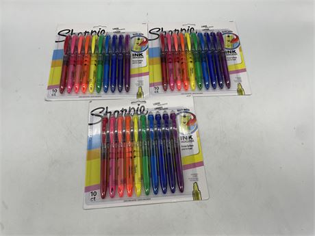 (3 NEW) SHARPIE MARKERS (10 / PACKAGE 30 TOTAL)