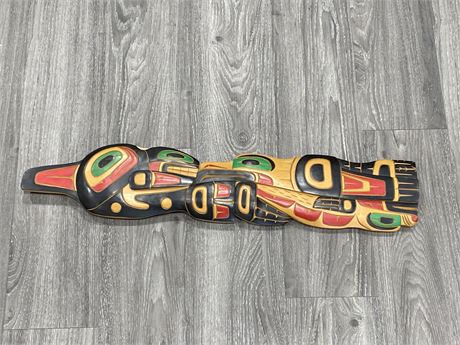 SIGNED NATIVE WOOD CARVING (31”)