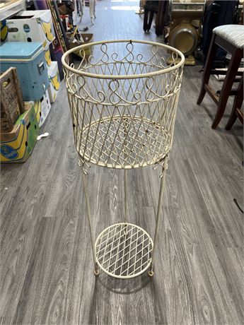 WROUGHT IRON 2 TIER PLANT STAND - 35” TALL 11” DIAMETER