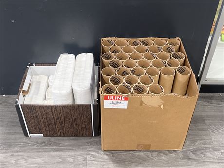 NEW ULINE SHIPPING TUBES + BOX OF NEW NAPKINS