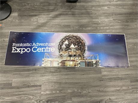LARGE VINTAGE METAL EXPO 86 SIGN 20”x21”
