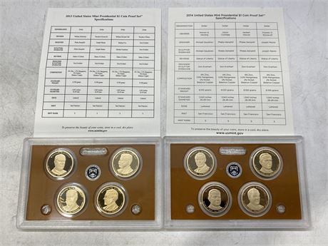 2013 & 2014 UNITED STATES MINT PRESIDENTIAL DOLLAR COIN SET