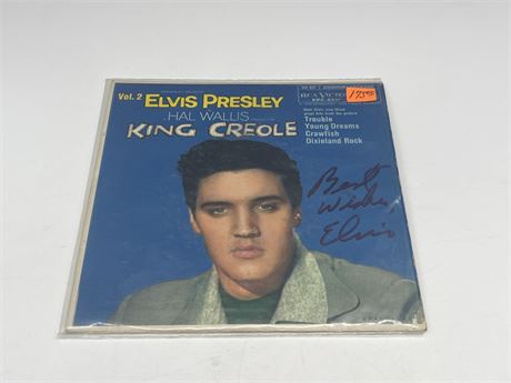 ELVIS AUTOGRAPHED 45RPM RECORD - VG (SLIGHTLY SCRATCHED)