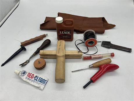 LOT OF LEATHER WORKING TOOLS