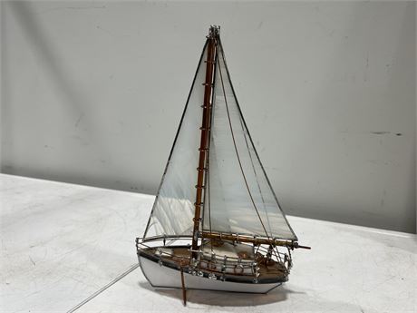 STAINED GLASS SHIP DECOR (13” tall)