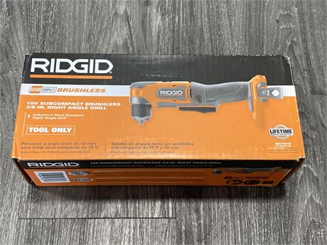NEW RIGID 18V SUBCOMPACT BRUSHLESS 3/8” RIGHT ANGLE DRILL