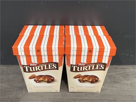 4 NEW 350G BOXES OF TURTLES CHOCOLATES