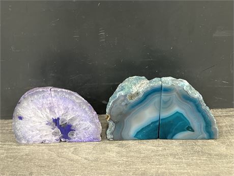 2 PAIRS OF AGATE BOOKENDS - 4”
