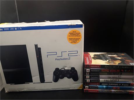 PLAYSTATION 2 CONSOLE IN BOX WITH GAMES - VERY GOOD CONDITION