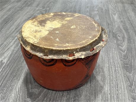 HAND CRAFTED VINTAGE DRUM - 9” DIAM 6.5” TALL