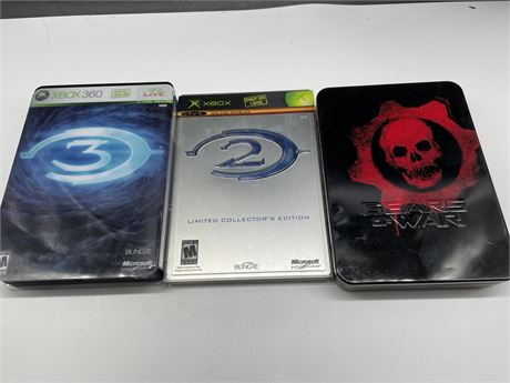 3 XBOX COLLECTOR EDITIONS HALO 2, 3 & GEARS OF WAR