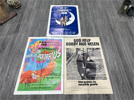 3 MISC MOVIE POSTERS - 40”x27”